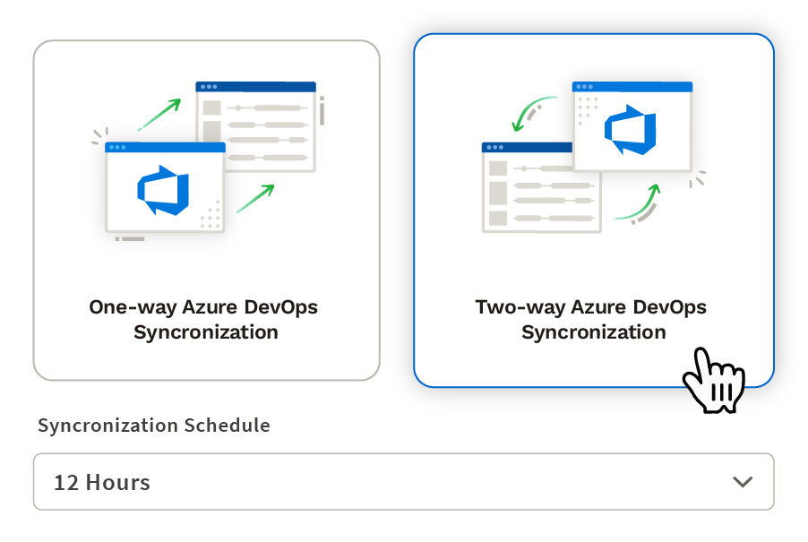 两个选项为同步Azure DevOps:单向和双向